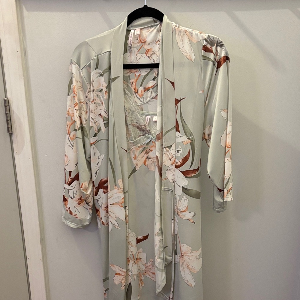 Floral Print Chemise & Robe Set